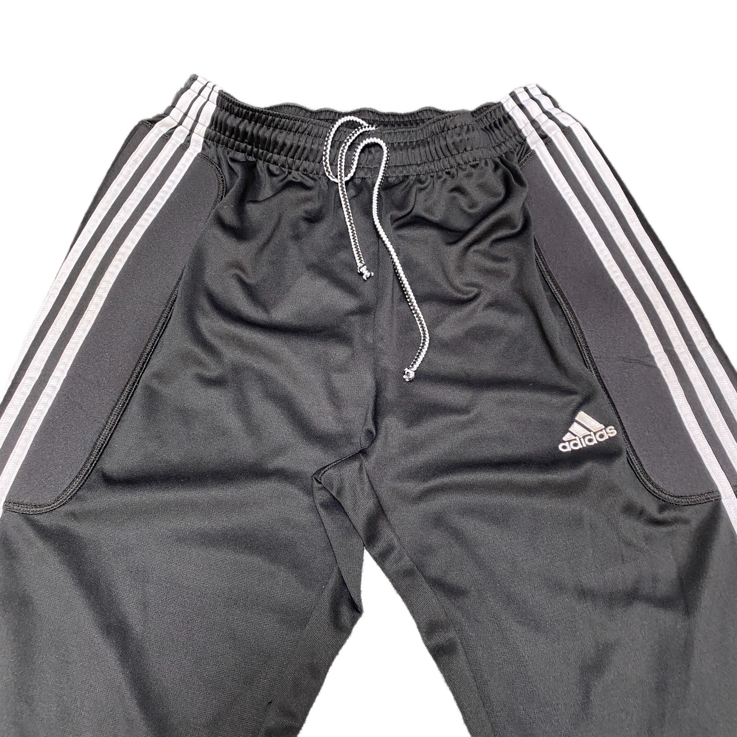 Adidas Joggers Fits as Mens 31" Waist Black Ankle Zip Drawstring Track Trousers