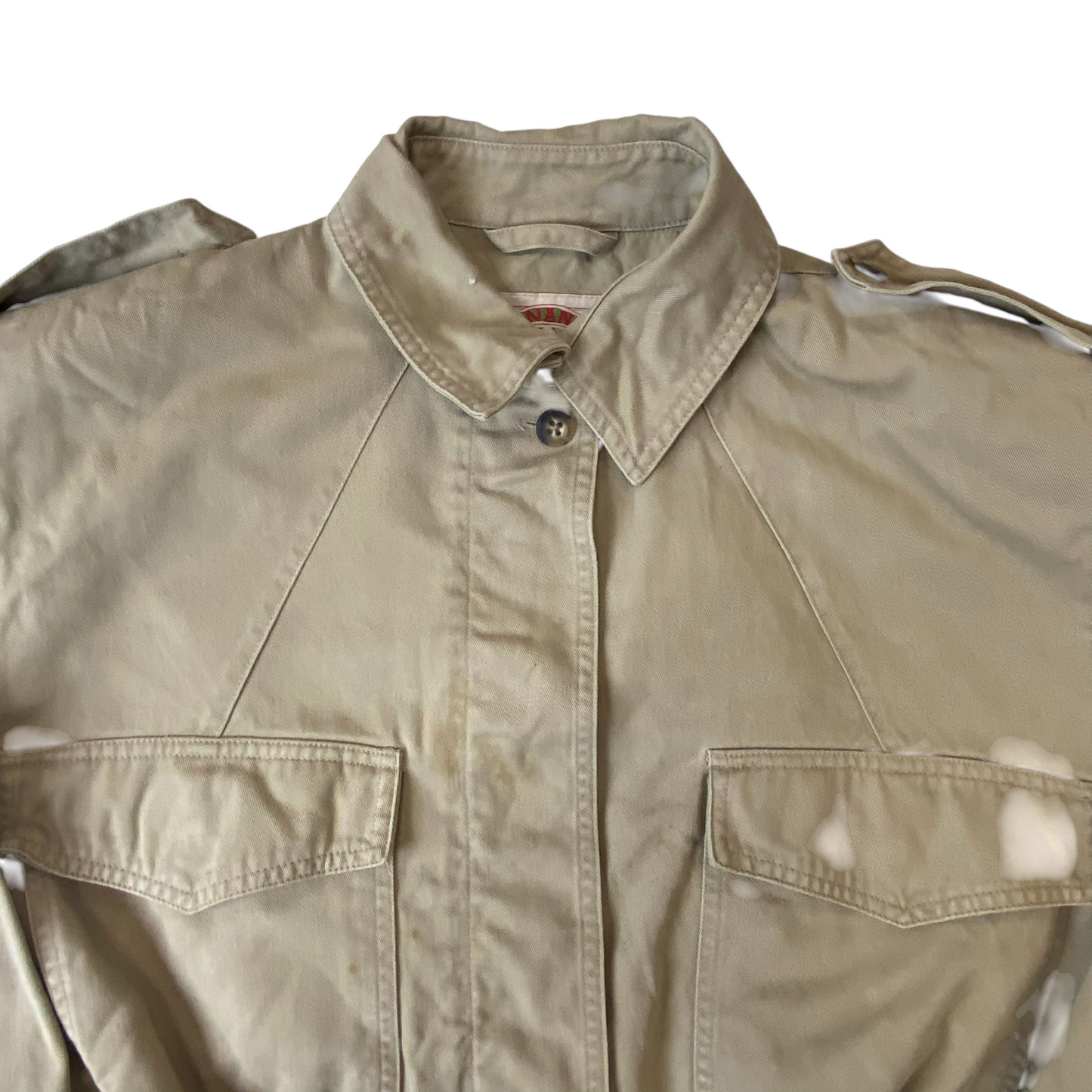 Banana Republic Cropped Jacket Womens L Beige Flap Pocket Collared Button Front