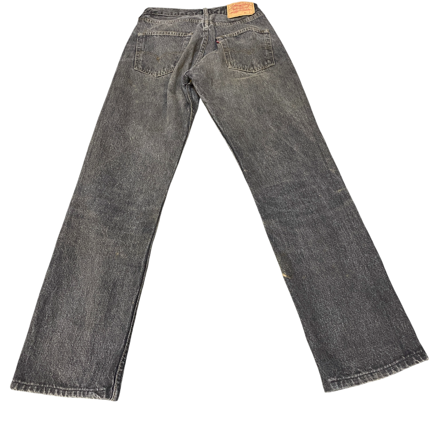 Levi's 501 Jeans Womens Medium Grey Denim Red Tab Flat Front Streetwear Grunge