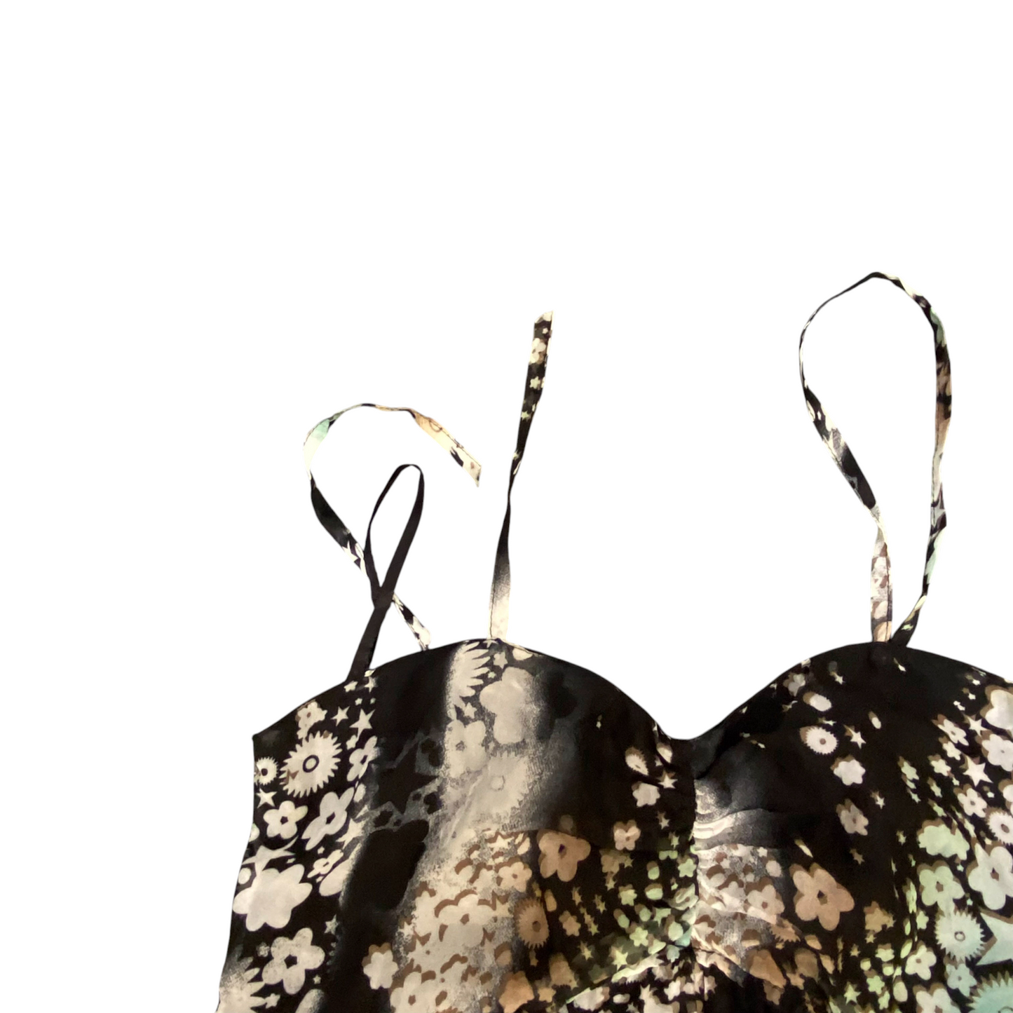 Yumi Long Maxi Dress Womens S Multi Geometric Chiffon Off Shoulder Outdoor