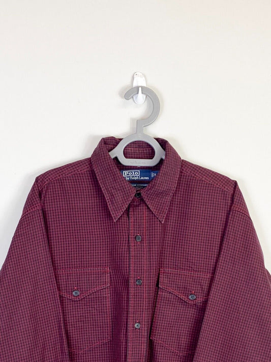 Ralph Lauren Shirt Mens Medium Red Checkered Woodsman Workshirt Button Down