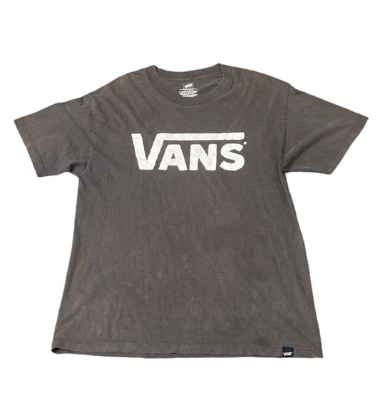 Vans T-Shirt Womens L Dark Grey 100% Cotton Logo Crew Neck Pullover Classic Tee