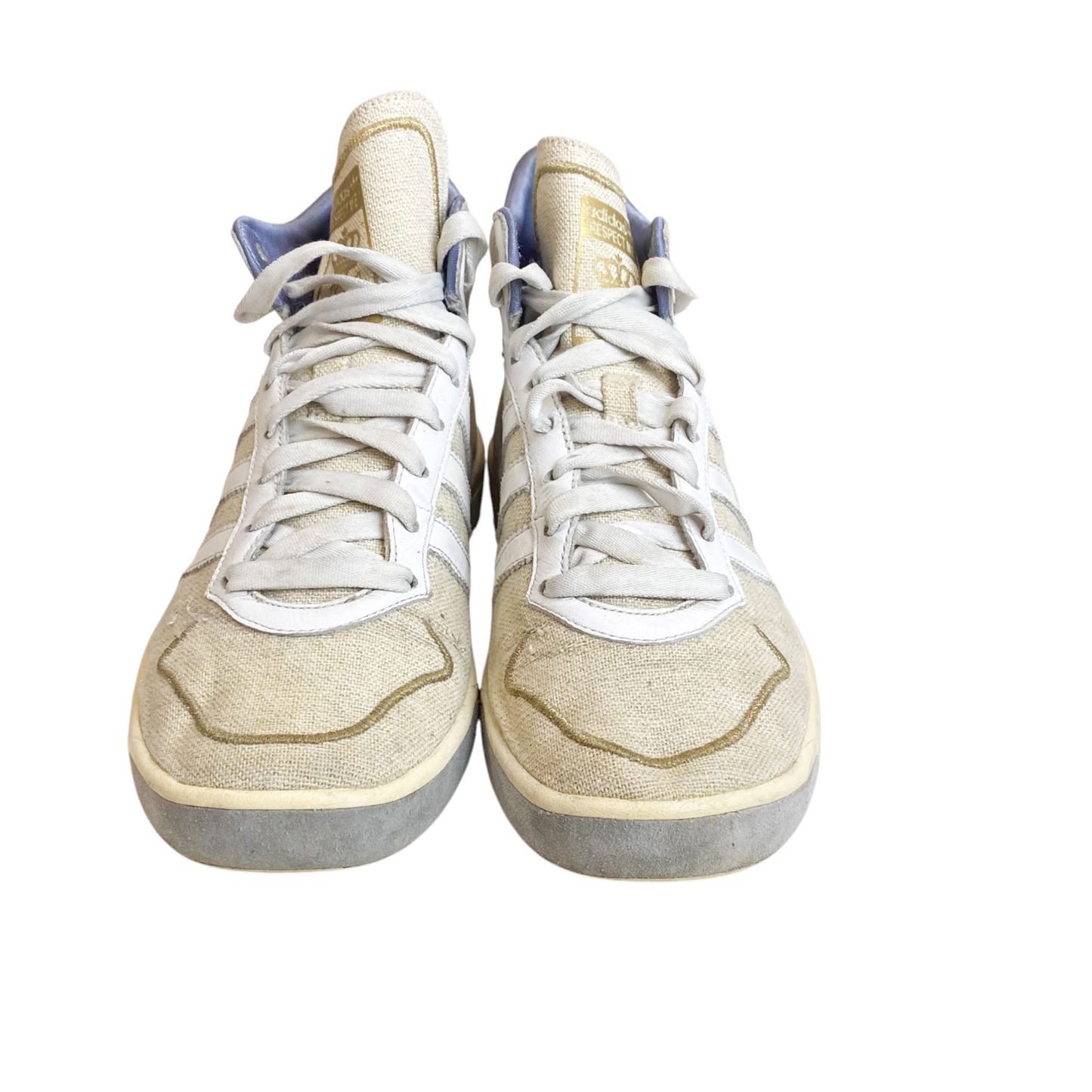 Adidas Respect Me Sneakers Shoes Men's UK 5  Canvas White High Top Lace Up