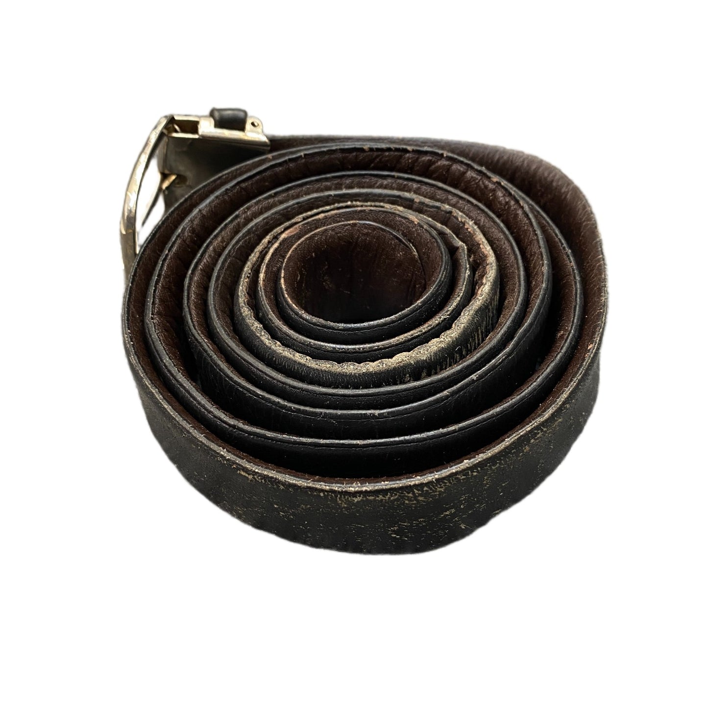 Waist Belt Mens Black Leather Adjustable Reversible Silver Pin Buckle 65 Inches