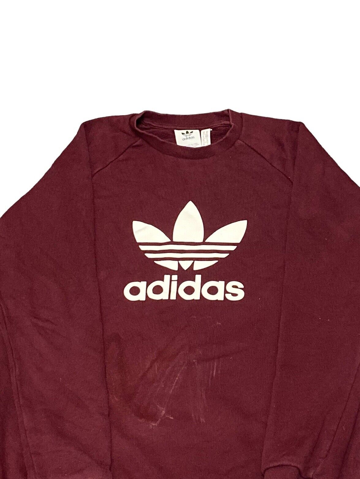 Adidas Originals Sweatshirt Jumper Burgundy Logo Mens M