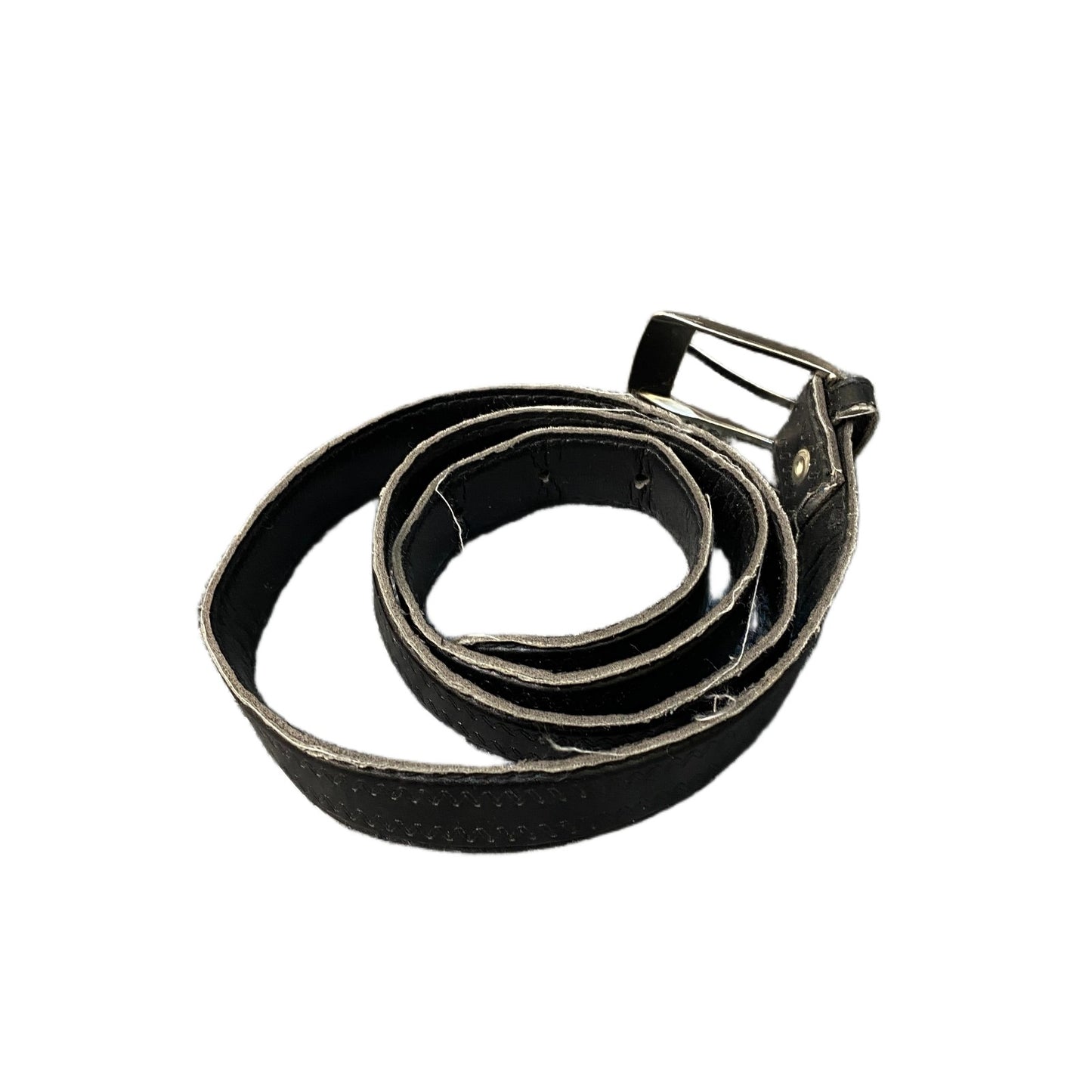 Vintage Waist Belt Mens Black Leather Adjustable Silver Pin Buckle 37 Inches