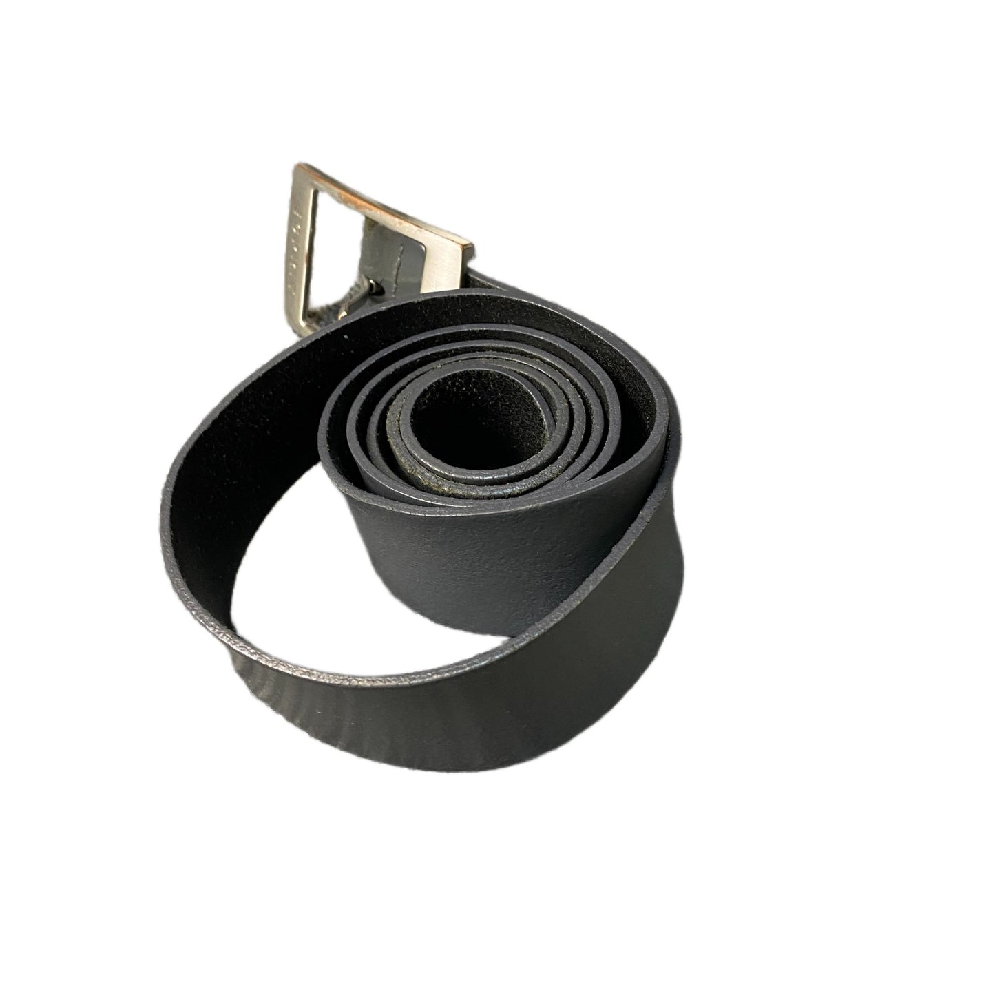 Esprit Waist Belt Men Black Leather Rectangular Silver Pin Buckle 45 Inches