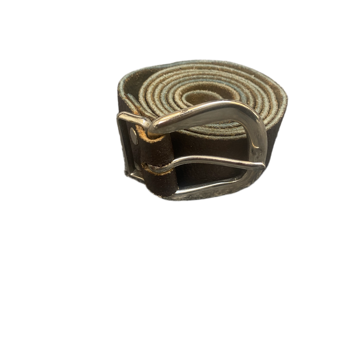 Waist Belt Men Brown Leather Adjustable Silver D-Shape Pin Buckle 33.5 inches