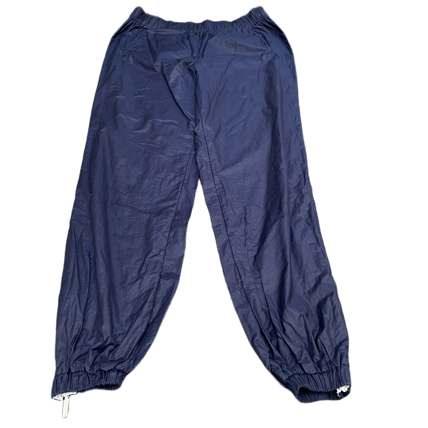 Track Pants Fits as Men 34" Waist Blue Stretch High Waisted Tapered Leg Trousers