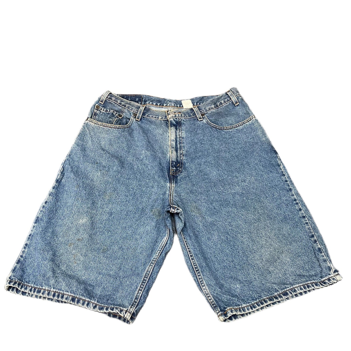 Levi's 569 Denim Shorts Fits as Mens XL 36" Waist Blue Denim Loose Straight Fit