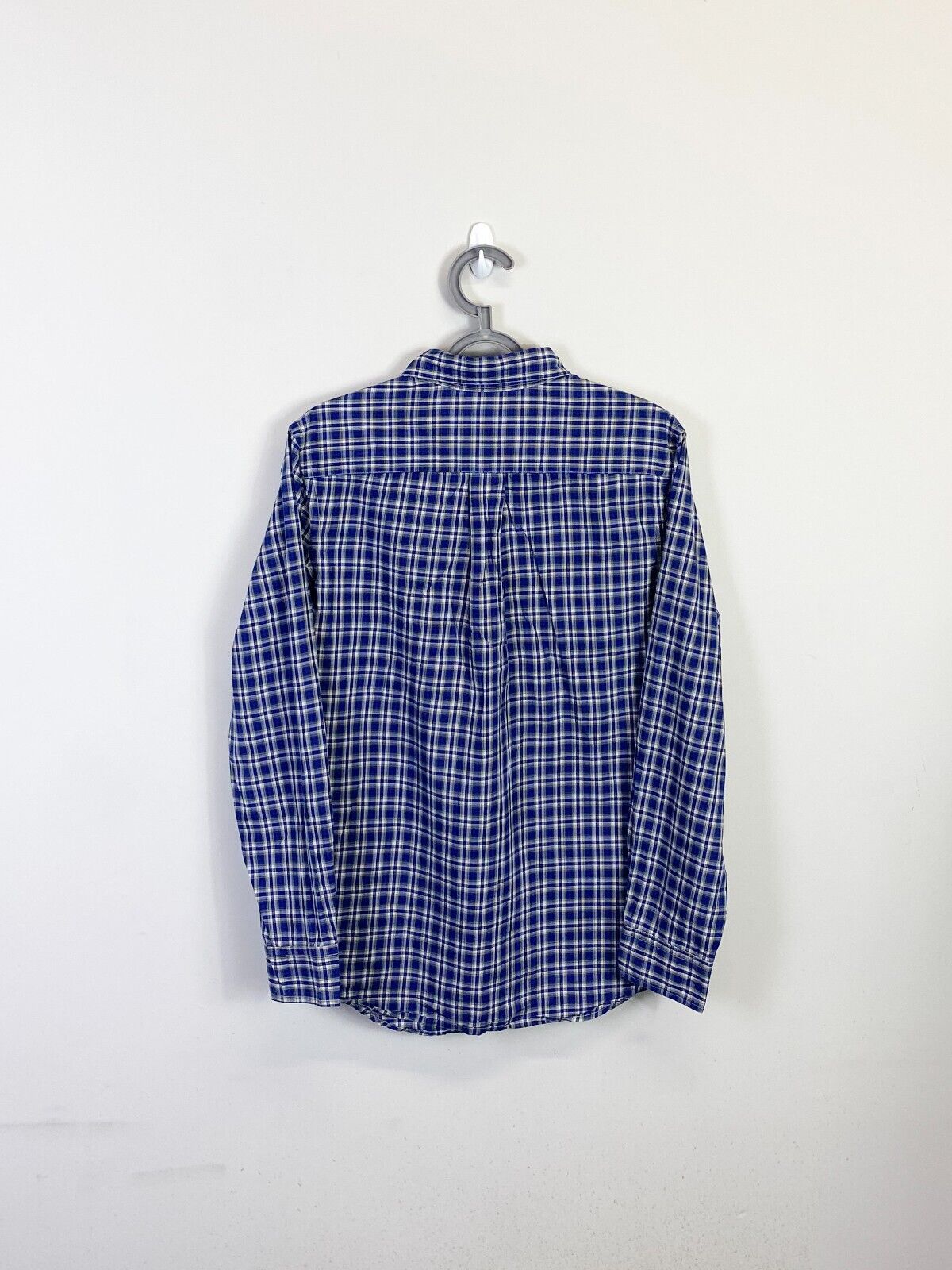 Ralph Lauren Shirt Men Large Blue Plaid Cotton Casual Small White Polo Pony Logo