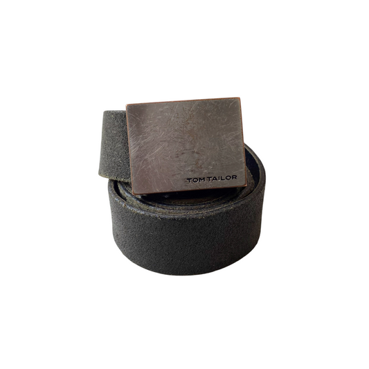 Tom Tailor Waist Belt Mens Black Real Leather Formal Flip Top Buckle Size 43 in