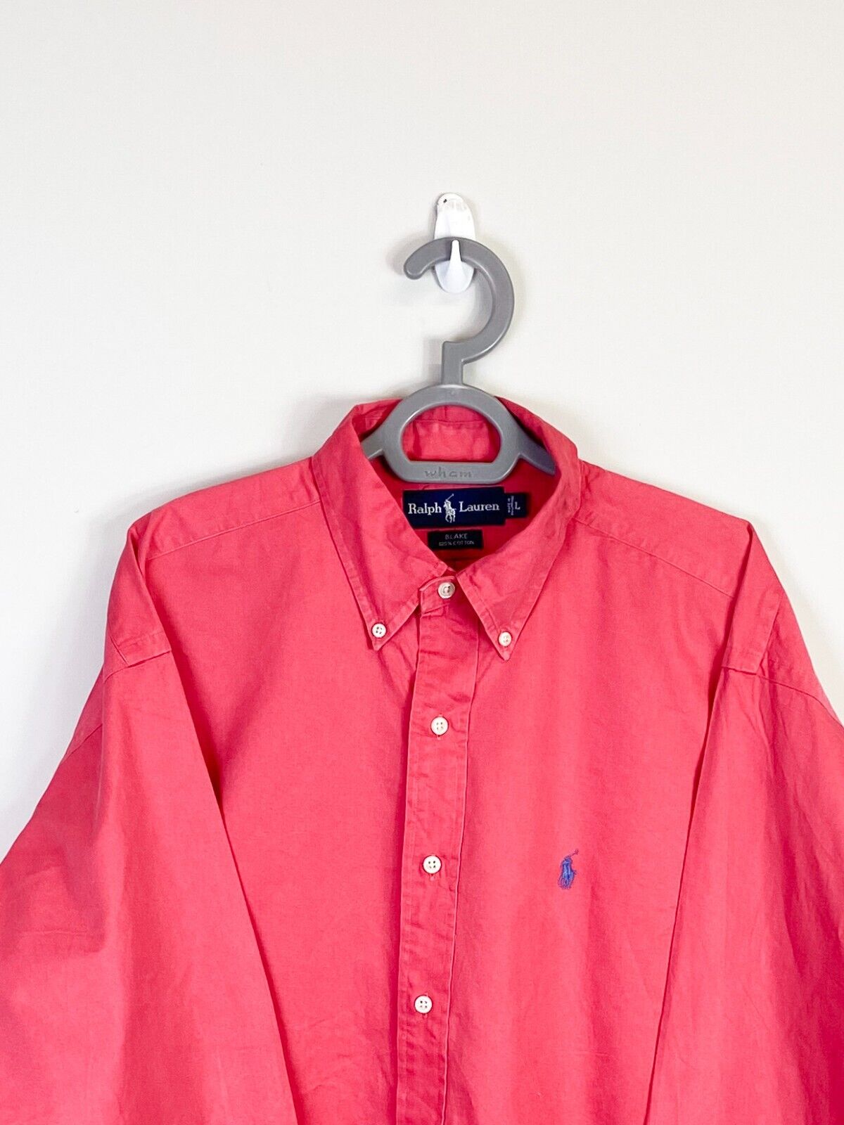 Ralph Lauren Shirt Mens Large Pink Blake Cotton Casual Small Blue Polo Pony Logo