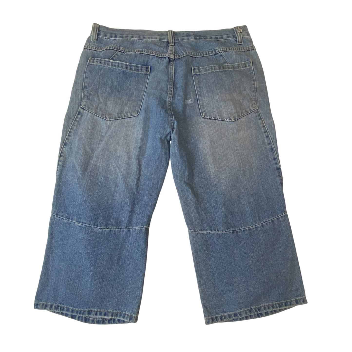 Identic Capri Baggy Jeans Womens XXL W37 L20 Blue Denim Straight Leg Pockets