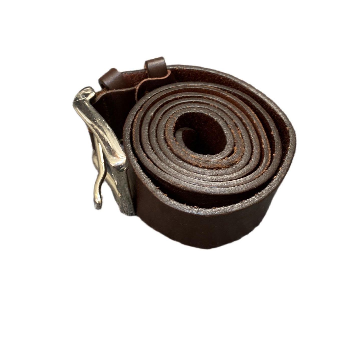 Vera Pelle Waist Belt Men Brown Leather Adjustable Silver Pin Buckle 48.5 inches