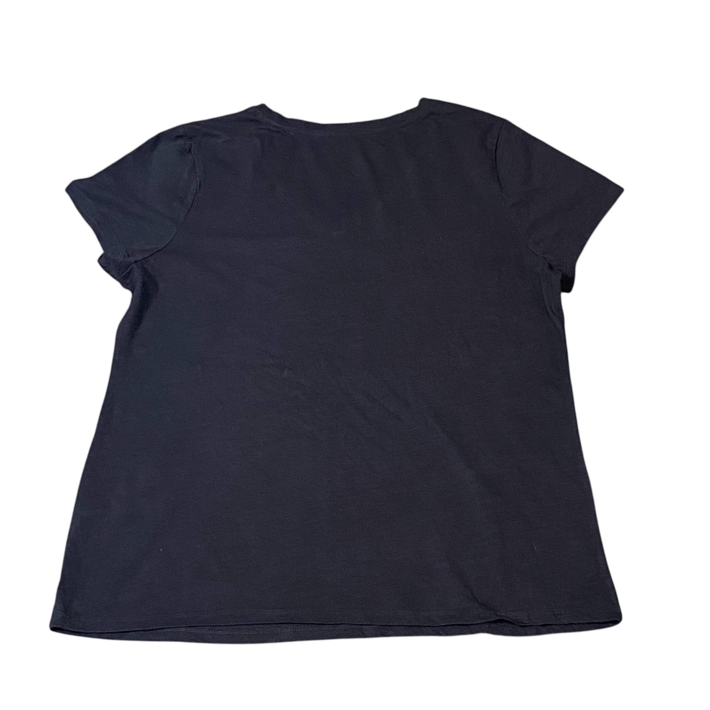 Tommy Hilfiger Tee Shirt Womens XL Black Solid Short Sleeve V Neck Pullover