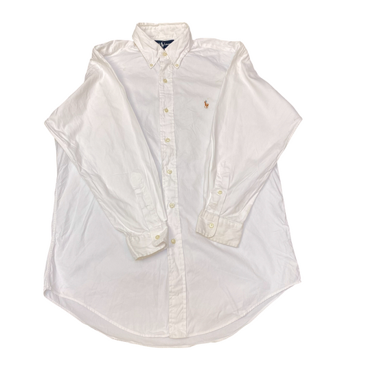 Ralph Lauren Formal Shirt Mens M White Yarmouth Long Sleeve Pony Button Down