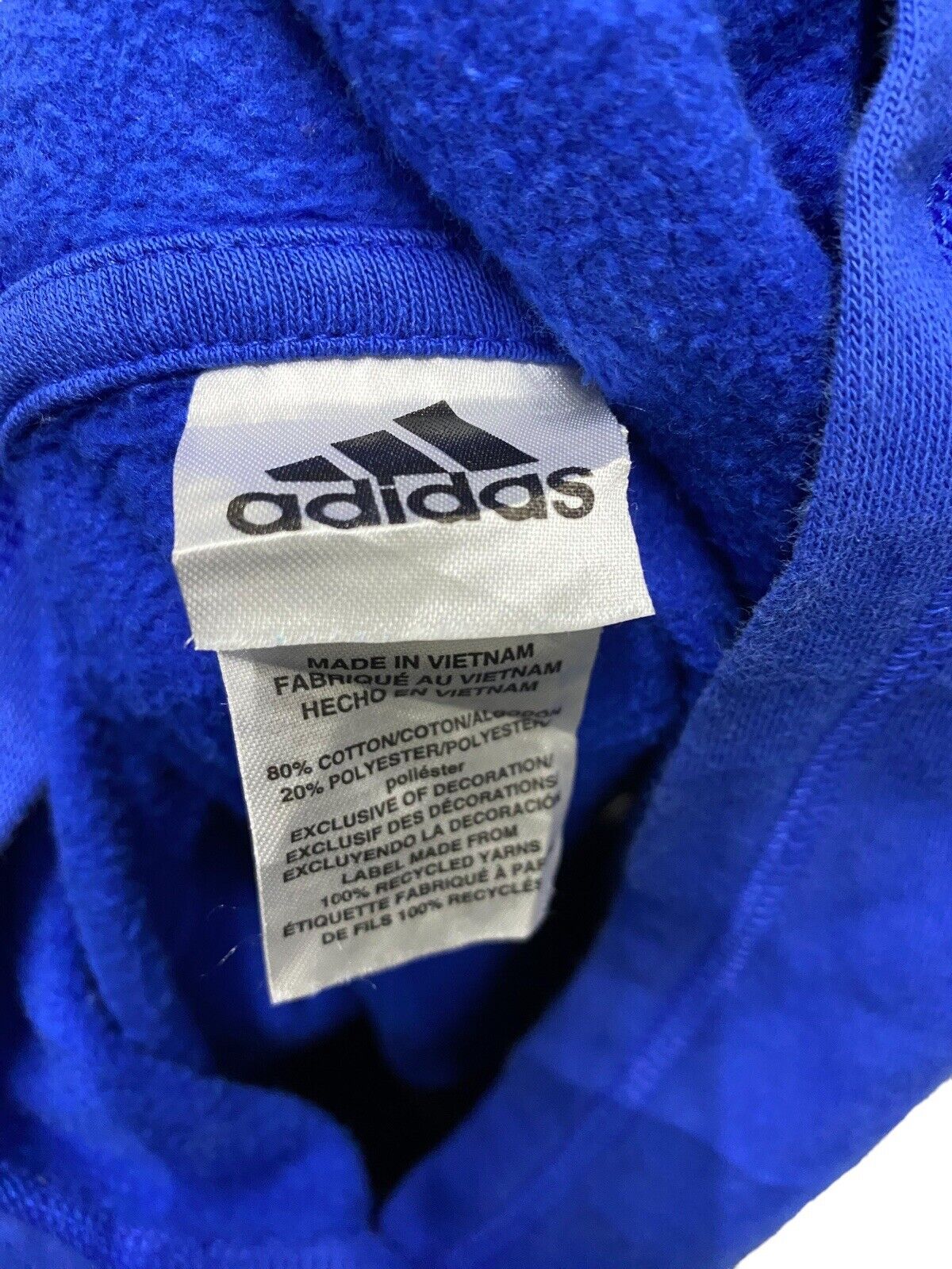 Adidas Hoodie Blue Mens Chest Logo L