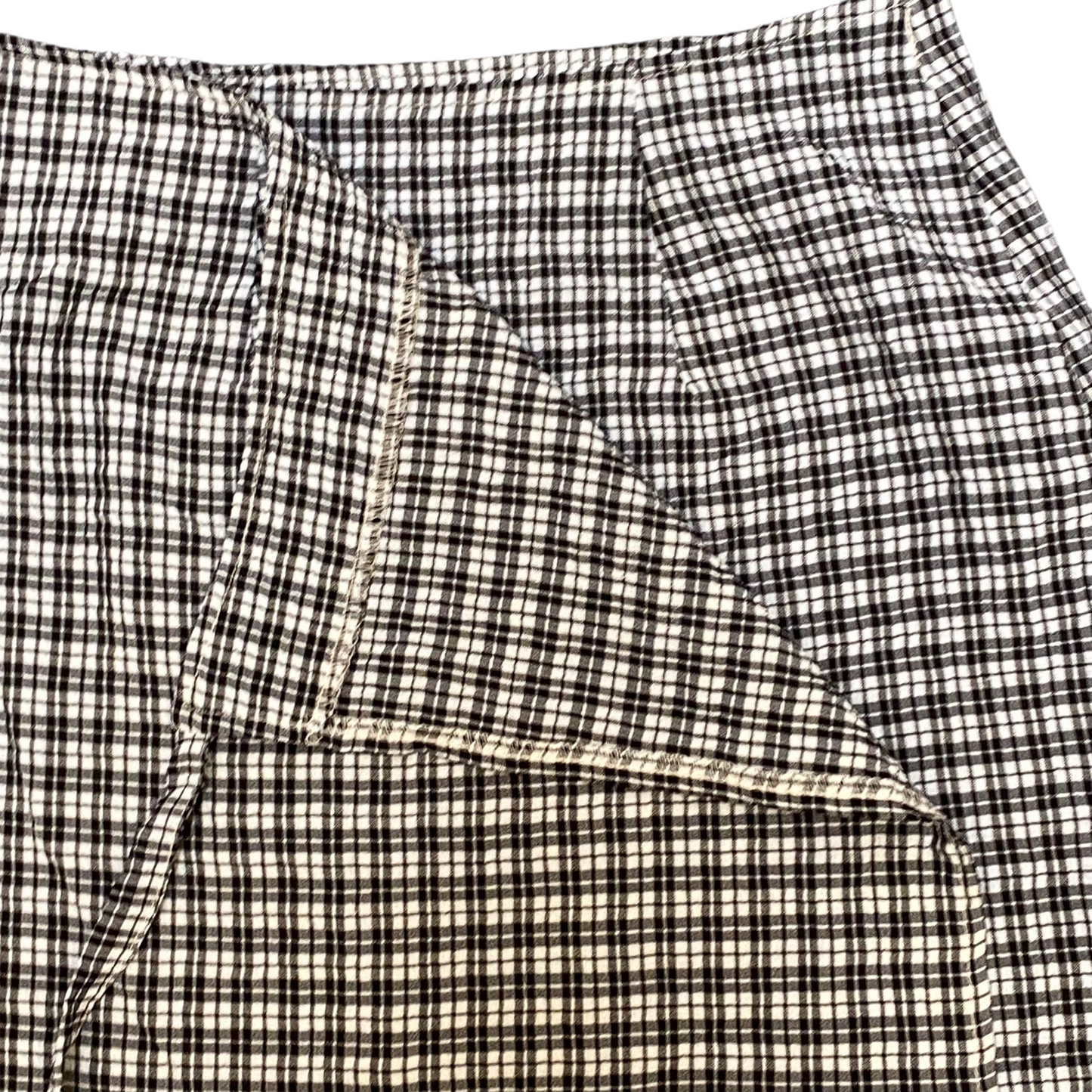Womens Straight & Pencil Skirt S Black White Plaid Comfort Pleated Tie Waist