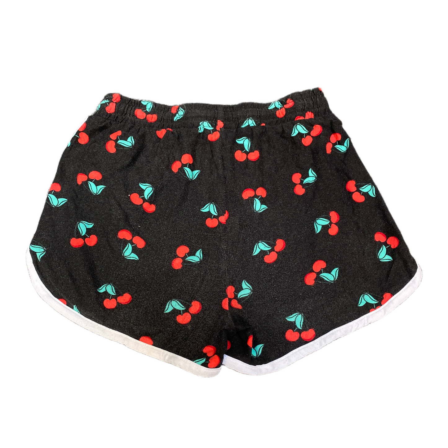 Running Sprinter Shorts Girls M 22" Waist Black Cherry Print Workout Dolphin Hem