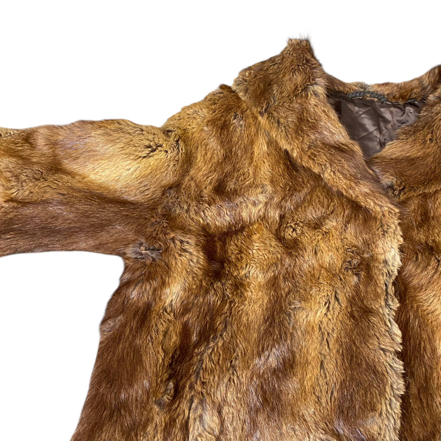 Womens Faux Fur Jacket Large Brown Cozy Warm Winter Long Sleeve Shawl Collar