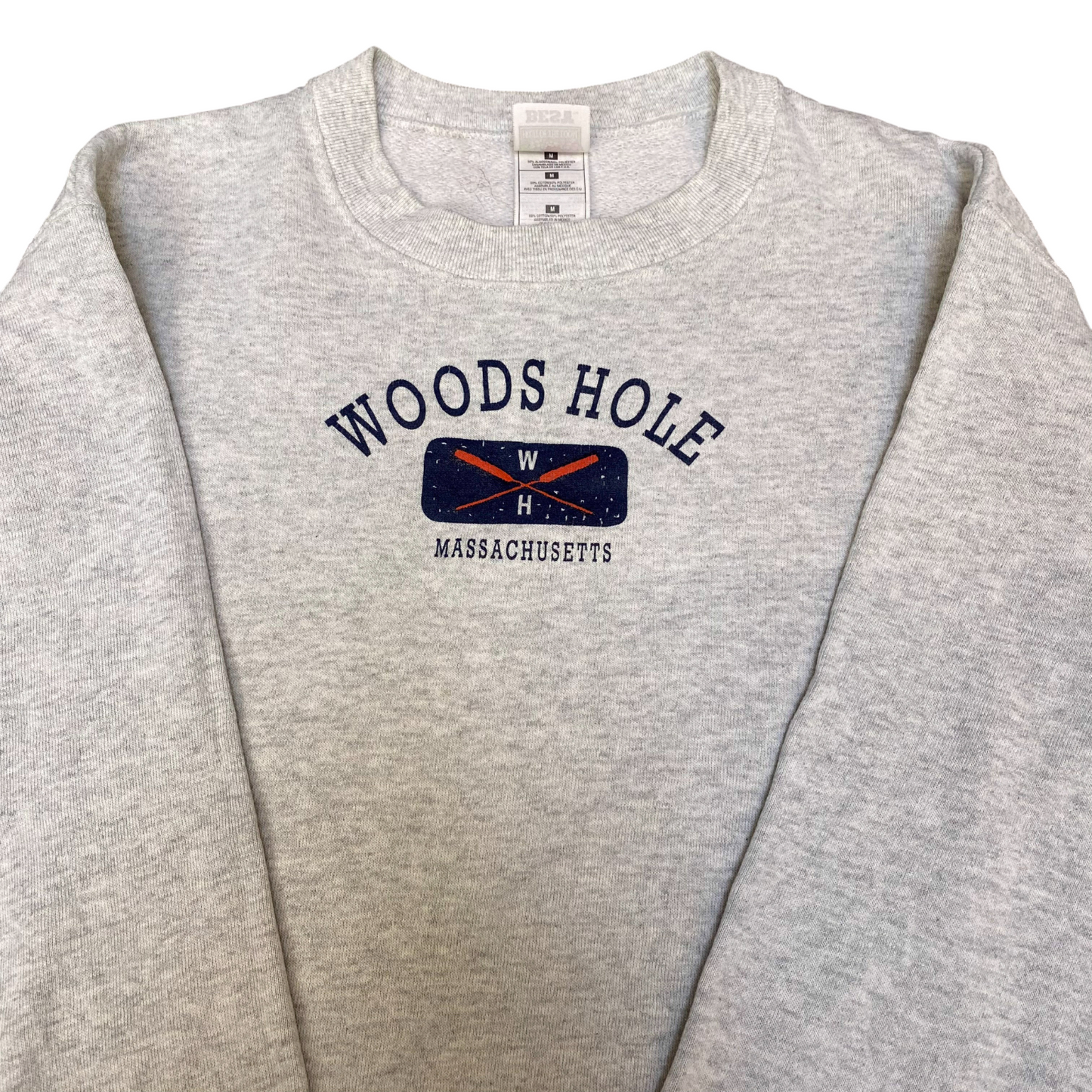 Woods Hole Massachusetts Sweatshirt Mens Medium Grey Long Sleeve Crew Neck