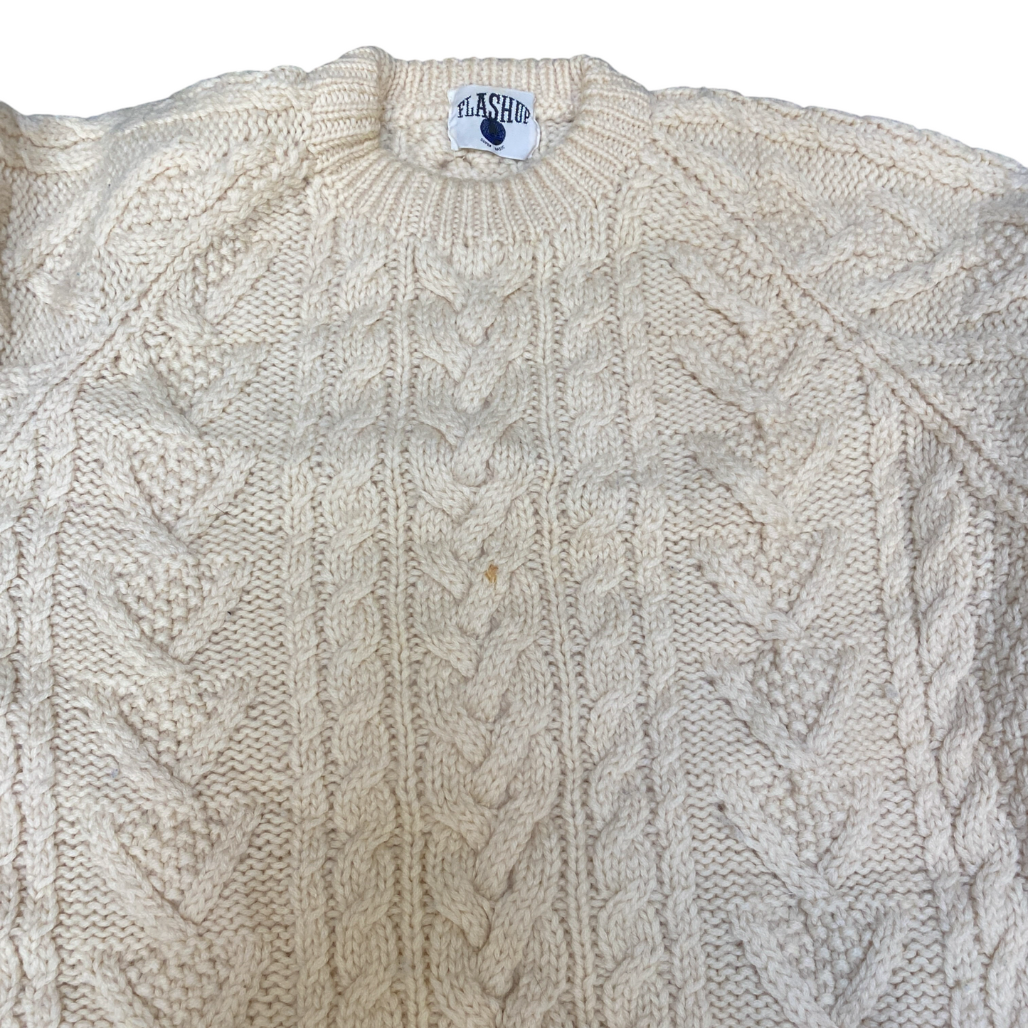 Flashup Super Basic Jumper Womens Medium Cream Cable Knit Long Sleeve Crewneck