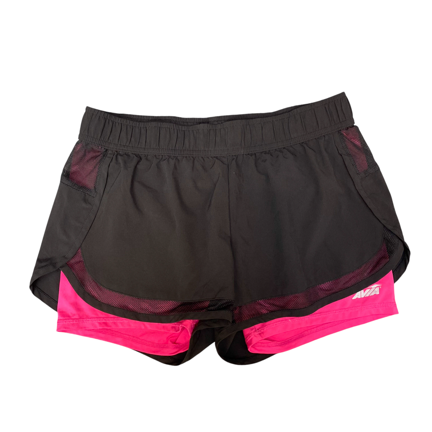 2-in-1 Running Sprinter Shorts Womens M Black Pink Mesh Athletic Elastic Waist