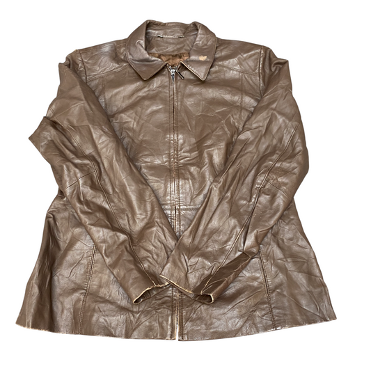 Jessica Genuine Leather Motorcycle Jacket Womens Medium Brown Long Sleeve Zip-Up