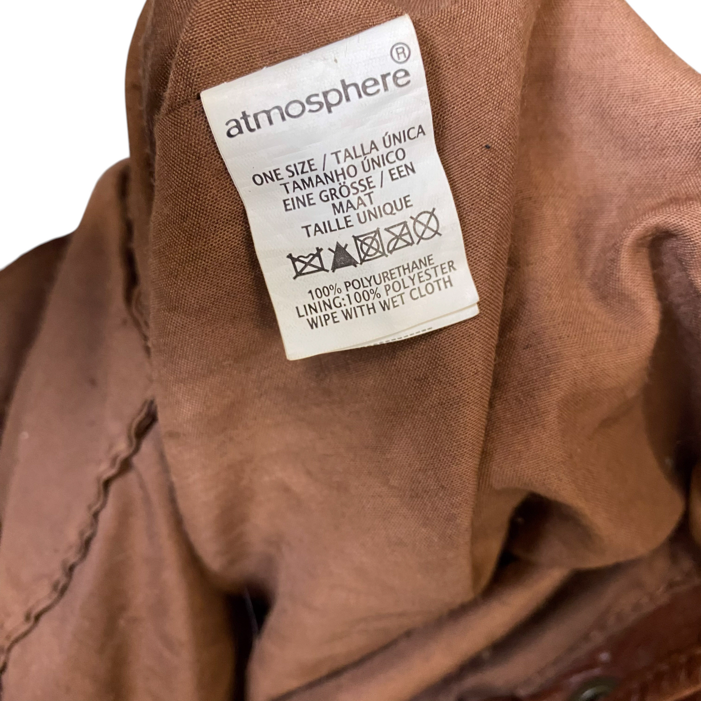 Atmosphere Backpack Womens One Size Brown PU Leather Single Flap Zipper Pockets