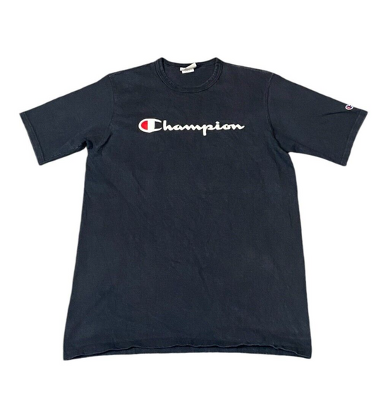 Champion T-Shirt Women's Large Black Logo Short Sleeve Crew Neck Pullover Tee