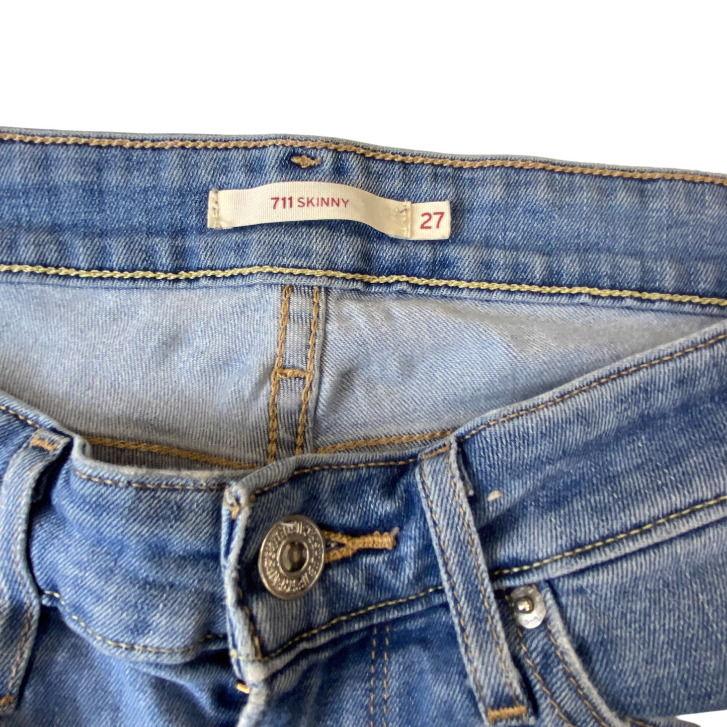 Levi's 711 Jeans Womens Medium W27 L25 Blue Denim Casual Skinny Leg Flat Front