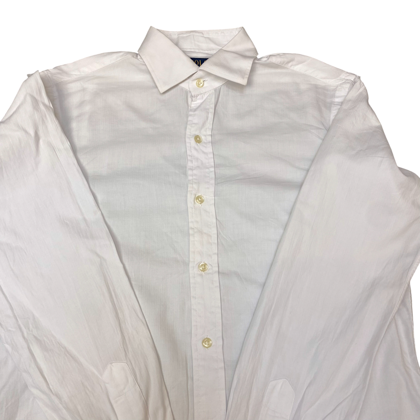 Polo Ralph Lauren Formal Shirt Mens M White Solid Long Sleeve Pony Button Down