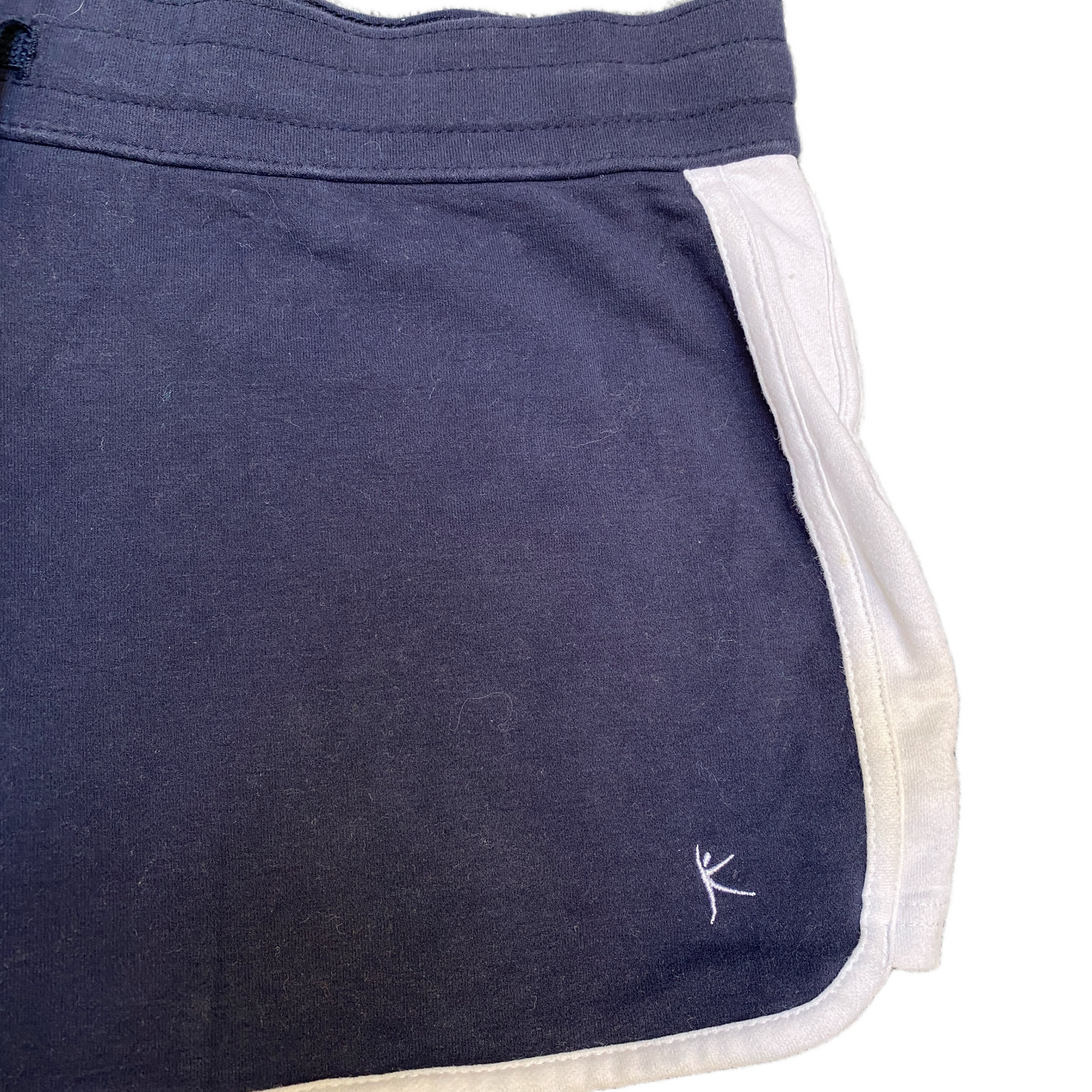 Running Sprinter Shorts Womens L 34" Waist Navy White Athletic Gym Dolphin Hem