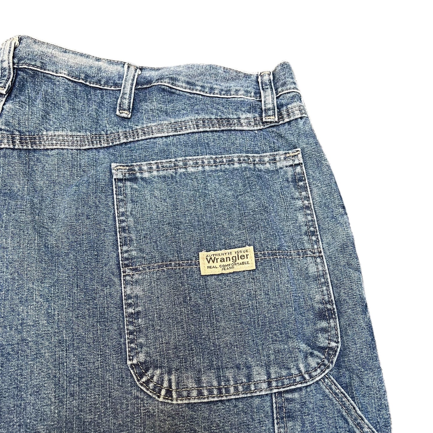 Wrangler Carpenter Shorts Fits as Mens XL 42" Waist Blue Denim Utility Outdoor