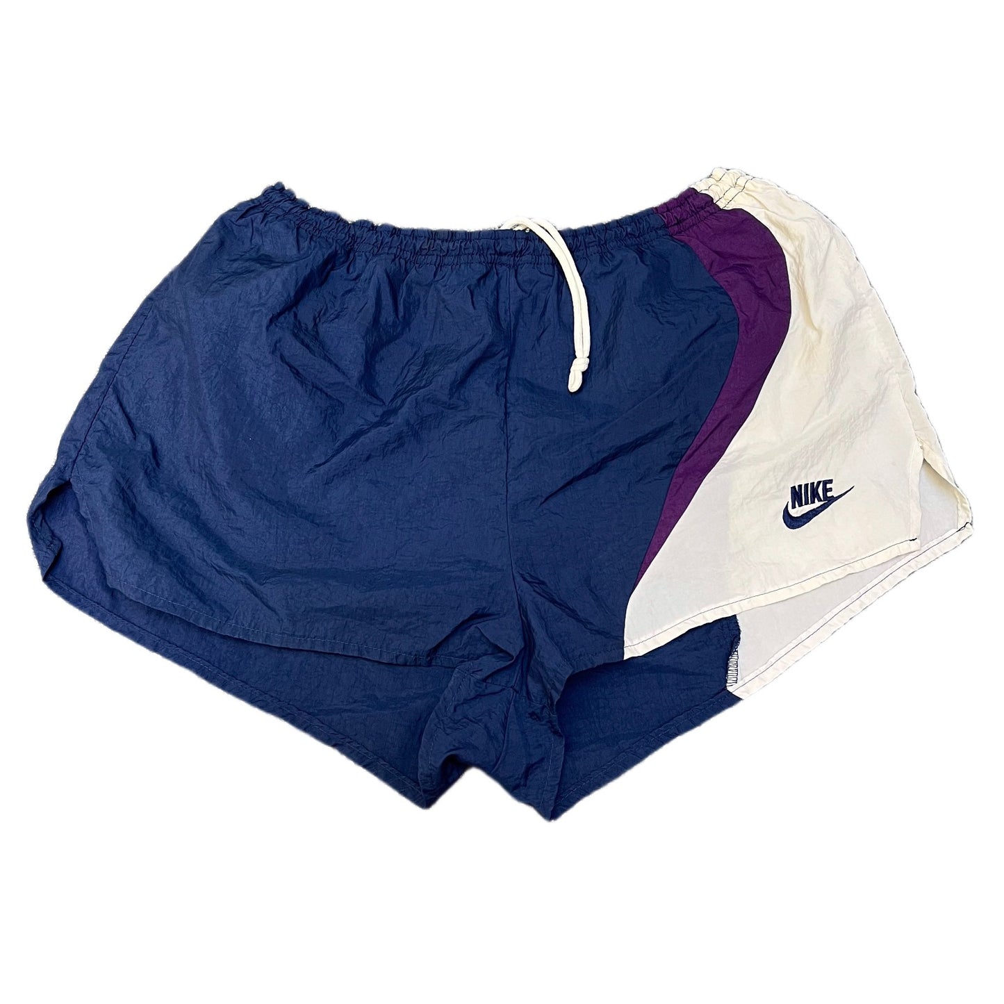 Nike Running Shorts Fits as Womens S 27" Waist Navy White Mesh Lined Drawstring