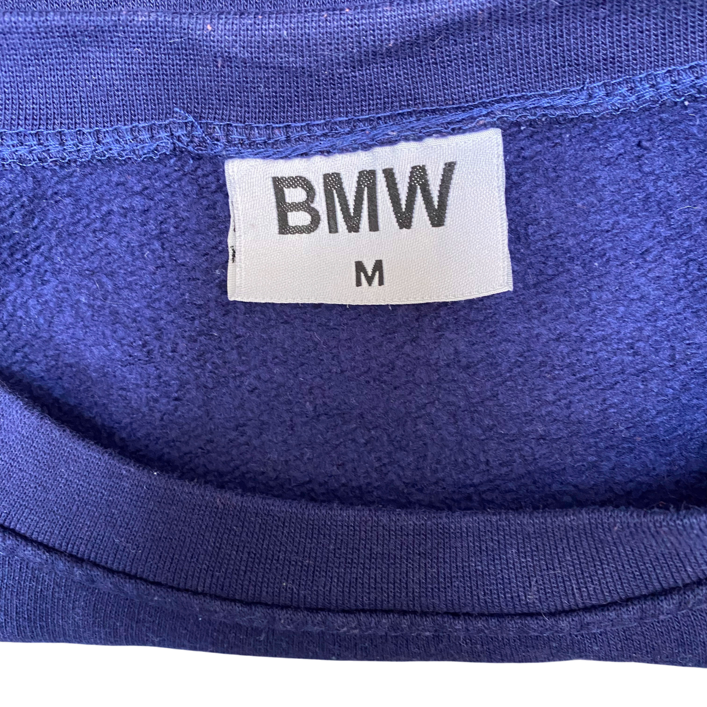 BMW Sweatshirt Womens Medium Blue Fleece Long Sleeve Crew Neck Pullover Logo