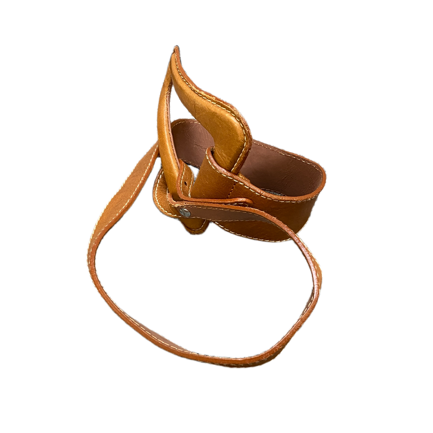 Womens Waist Belt Brown Leather Adjustable Triangular Buckle 31.5 inches