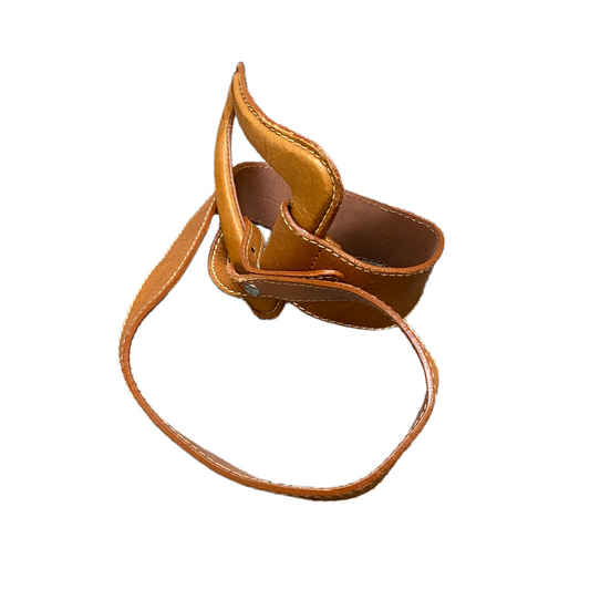 Womens Waist Belt Brown Leather Adjustable Triangular Buckle 31.5 inches
