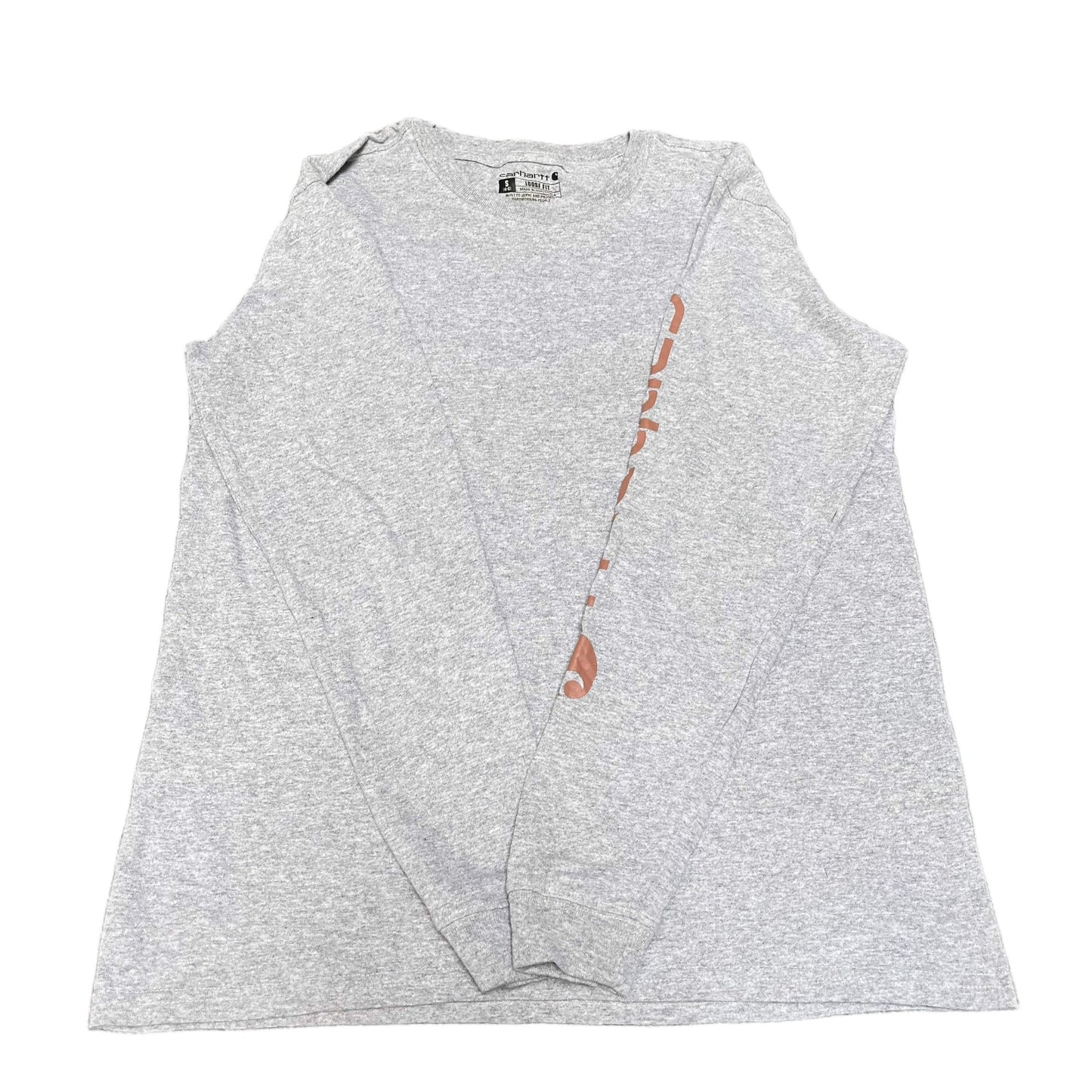 Carhartt Pocket T-Shirt Womens S Grey Heather Loose Fit Long Sleeve Summer Tee