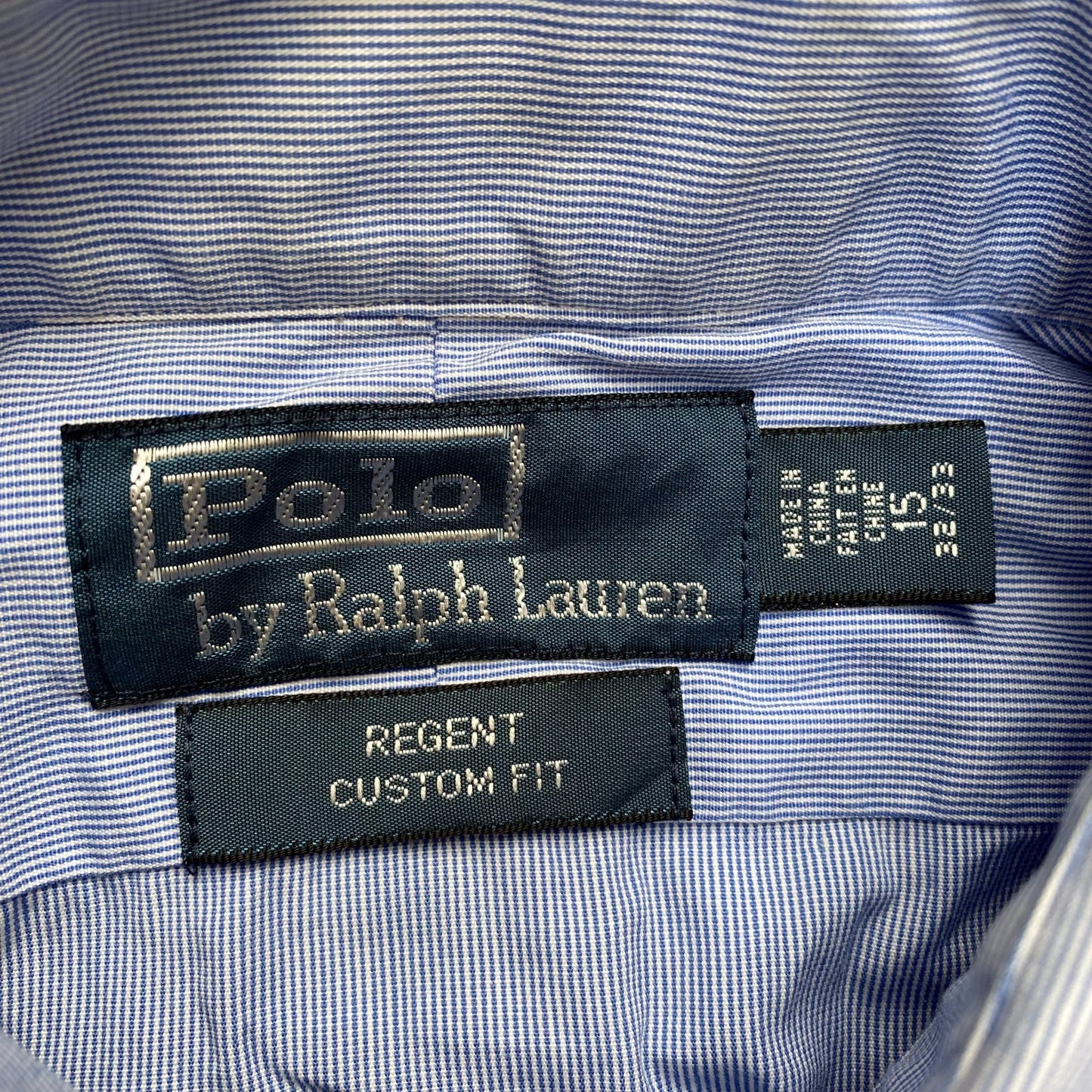 Ralph Lauren Formal Shirt Mens Medium Blue Pinstripe Regent Custom Fit Button-Up