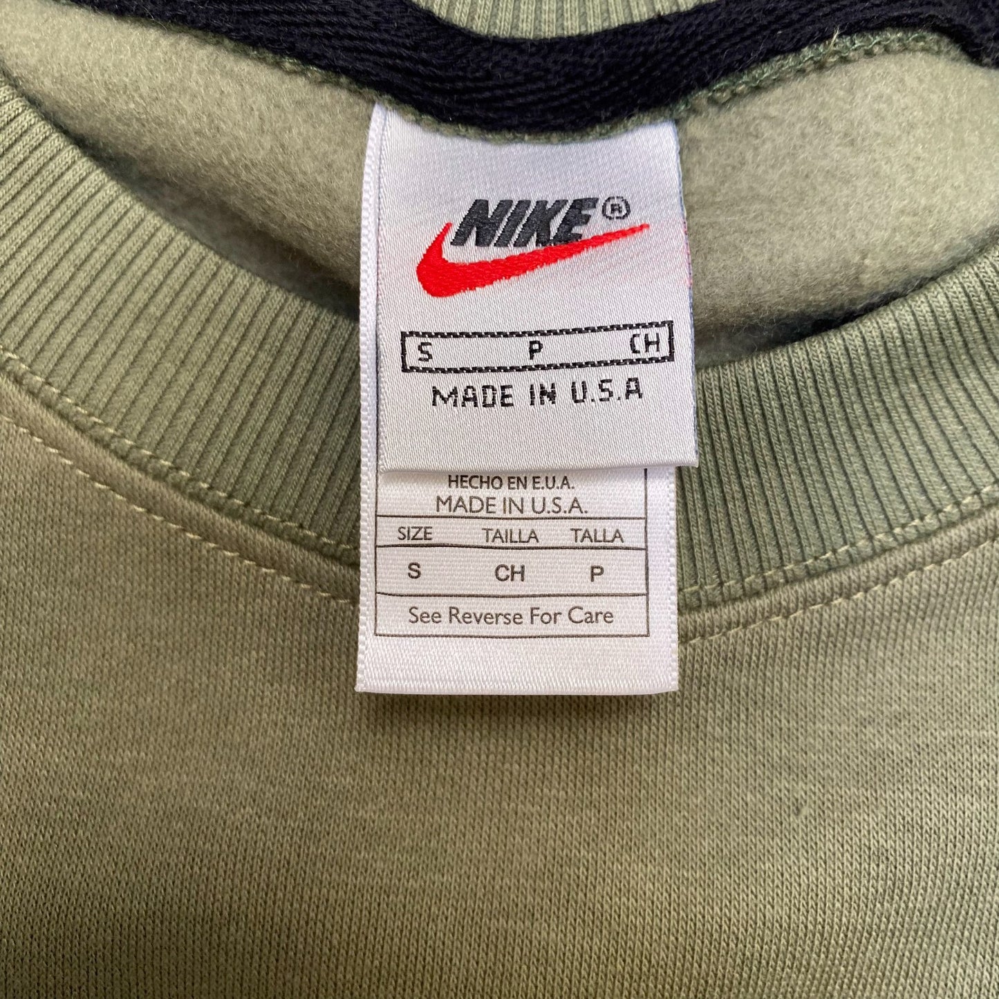 Nike Reworked Sweatshirt Mens S Green Heather Embroidered Long Sleeve Crew Neck