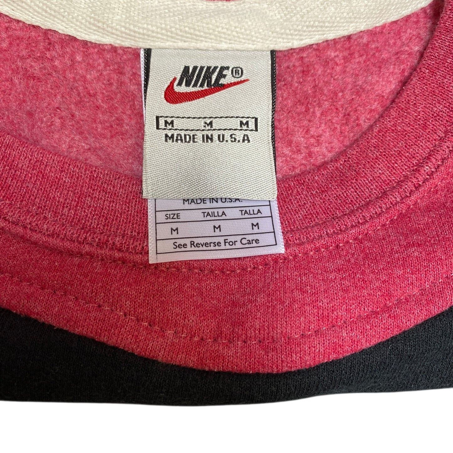 Nike Reworked Sweatshirt Mens M Pink Black Embroidered Spellout Logo Vintage Y2K