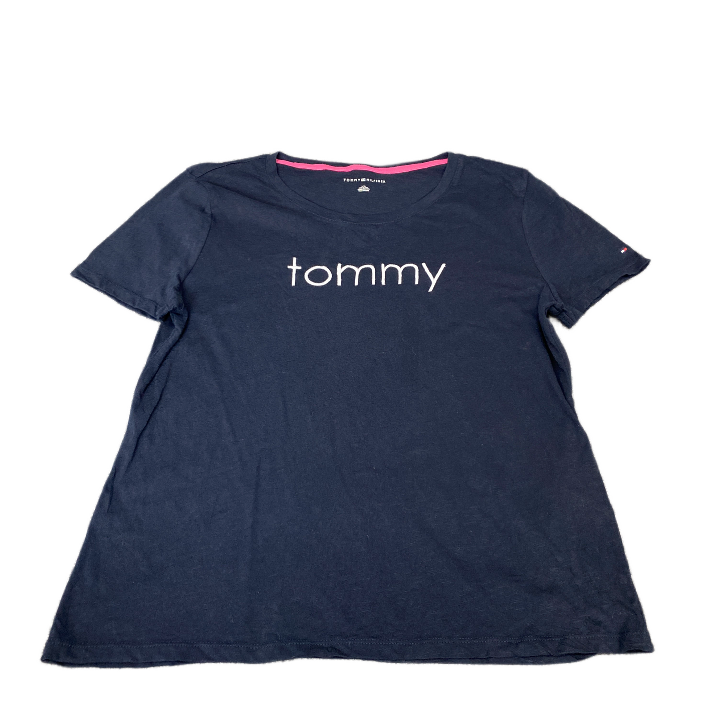 Tommy Hilfiger T-Shirt Womens Large Navy Embroidered Short Sleeve Pullover Tee