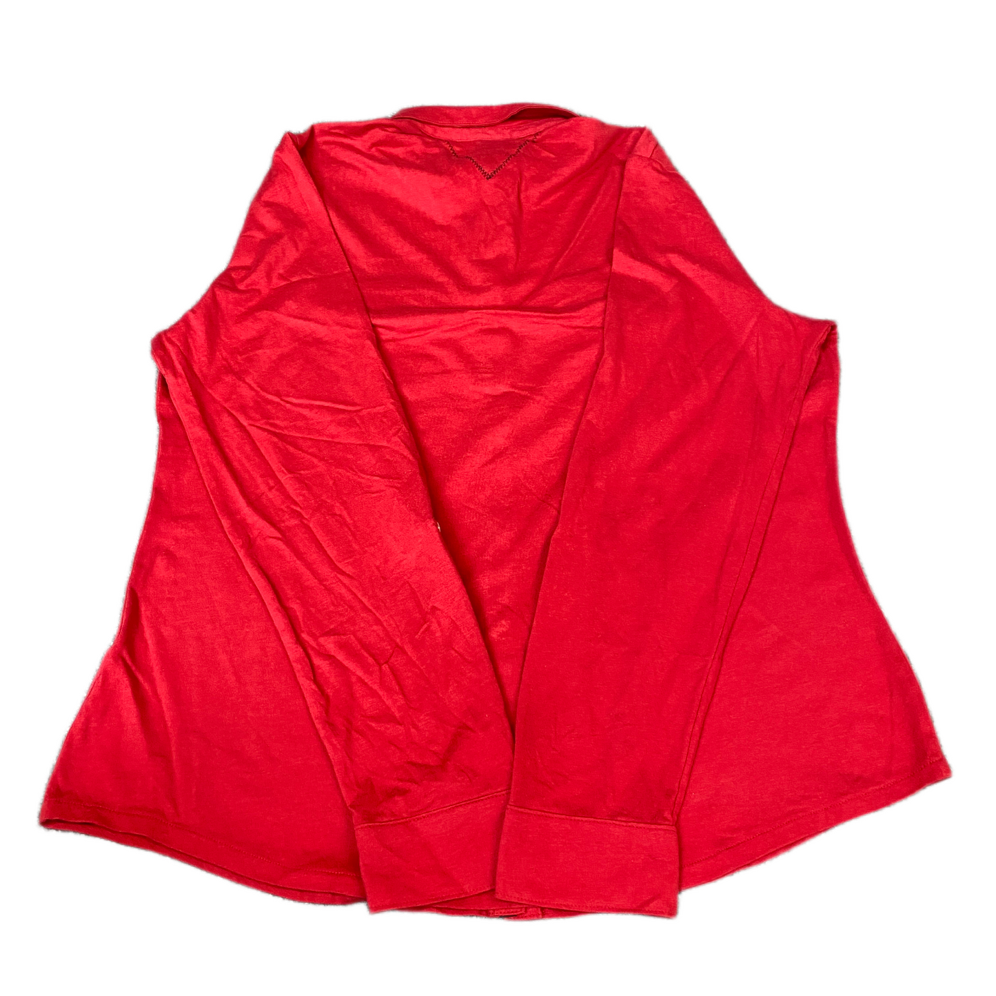 Tommy Hilfiger Shirt Womens L Red Long Sleeve Detail Pocket Collared Button Up