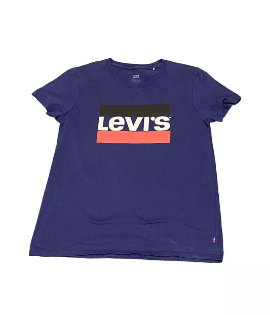 Levis T-Shirt Navy Womens L Front Logo