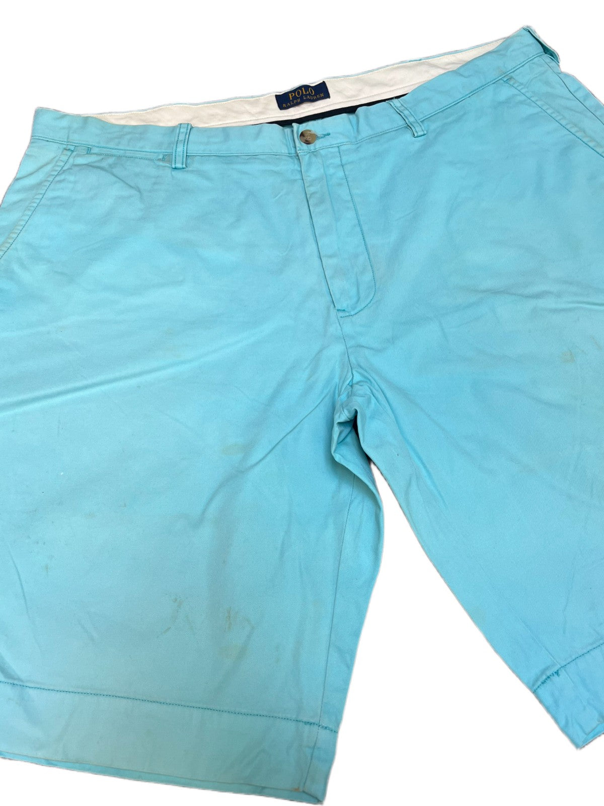 Polo Ralph Lauren Chino Shorts Fits as Mens XL 39" Waist Turquoise Flat Front