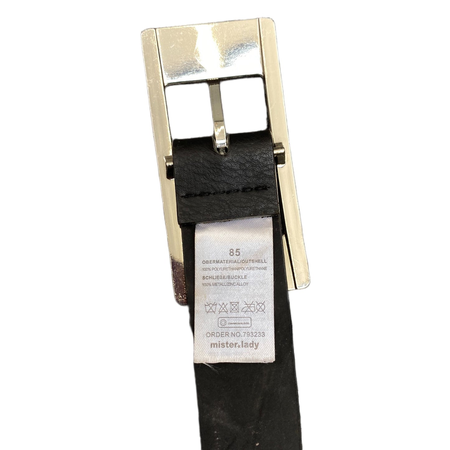 BDC Waist Belt Mens Black Leather Adjustable Rectangular Buckle 36.5 Inches
