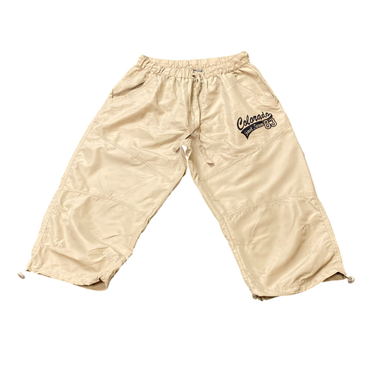 Q.A Long Track Running Shorts Mens M Yellow Elastic Waist Drawstring Athletic