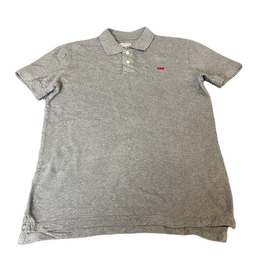 Levi's Polo Shirt Men Small Grey Golf Performance High Low Slit Collared Popover